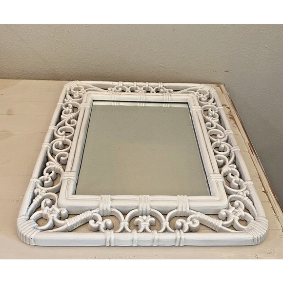 Vintage Mid Century Modern Homco Syroco White Mirror 14.5X12.5 Used - Picture 5 of 8